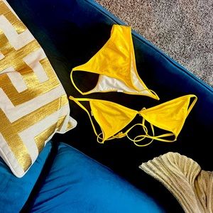 Yellow shimmer bikini used once medium